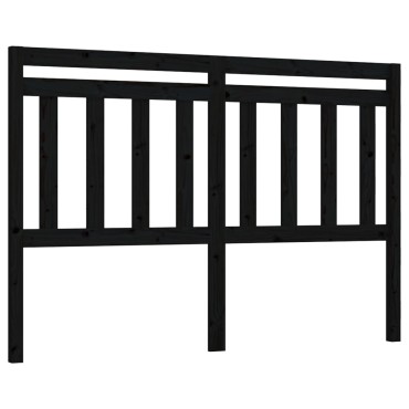 vidaXL Κεφαλάρι Κρεβατιού Μαύρο 146x4x100cm Μασίφ Ξύλο Πεύκου 1 τεμ.