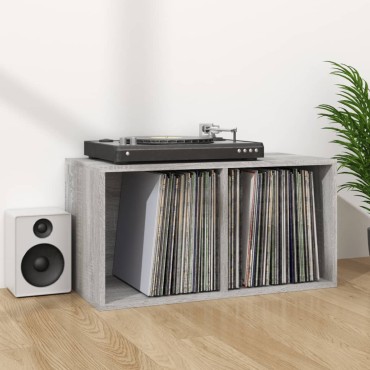 vidaXL Έπιπλο Δίσκων Βινυλίου Γκρι Sonoma 71x34x36cm Επεξεργ. Ξύλο 1 τεμ.