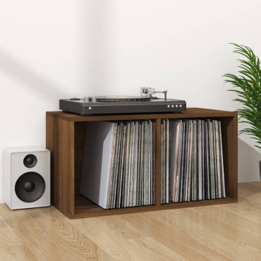 vidaXL Έπιπλο Δίσκων Βινυλίου Καφέ Δρυς 71x34x36cm Επεξεργ. Ξύλο 1 τεμ.