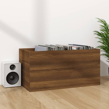 vidaXL Έπιπλο Δίσκων Βινυλίου Καφέ Δρυς 71x34x36cm Επεξεργ. Ξύλο 1 τεμ.