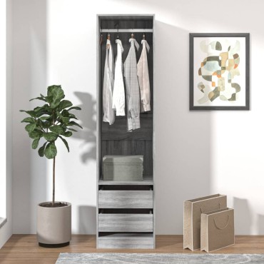 vidaXL Ντουλάπα με Συρτάρια Γκρι Sonoma 50x50x200cm Επεξεργ. Ξύλο 1 τεμ.