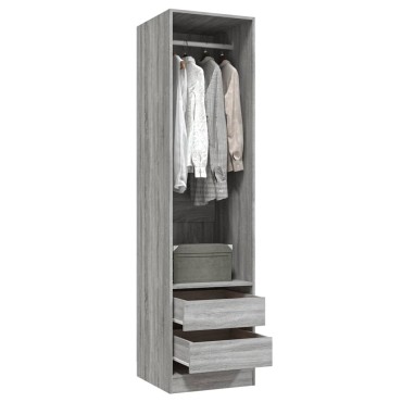 vidaXL Ντουλάπα με Συρτάρια Γκρι Sonoma 50x50x200cm Επεξεργ. Ξύλο 1 τεμ.
