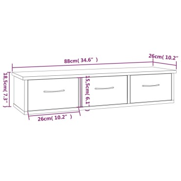 vidaXL Ντουλάπι Τοίχου Γκρι Sonoma 88x26x18,5cm Επεξεργασμένο Ξύλο 1 τεμ.