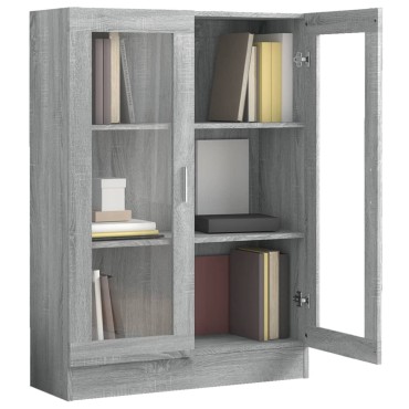 vidaXL Βιτρίνα Γκρι Sonoma 82,5x30,5x115cm Επεξεργασμένο Ξύλο 1 τεμ.