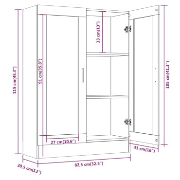 vidaXL Βιτρίνα Γκρι Sonoma 82,5x30,5x115cm Επεξεργασμένο Ξύλο 1 τεμ.