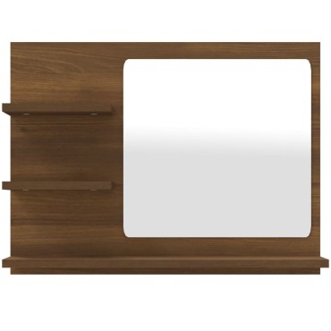 vidaXL Καθρέφτης Μπάνιου Καφέ Δρυς 60x10,5x45cm Επεξεργασμένο Ξύλο 1 τεμ.