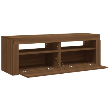vidaXL Έπιπλο Τηλεόρασης με LED Καφέ Δρυς 120x35x40cm