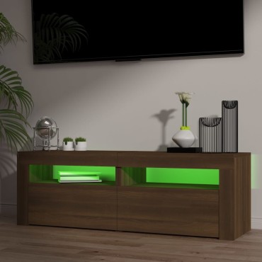vidaXL Έπιπλο Τηλεόρασης με LED Καφέ Δρυς 120x35x40cm