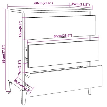 vidaXL Συρταριέρα Γκρι Sonoma 60x35x69cm από Επεξεργασμένο Ξύλο 1 τεμ.