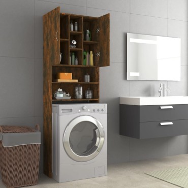 vidaXL Ντουλάπι Πλυντηρίου Καπνιστή Δρυς 64 x 25,5 x 190 εκ.