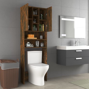 vidaXL Ντουλάπι Πλυντηρίου Καπνιστή Δρυς 64 x 25,5 x 190 εκ.