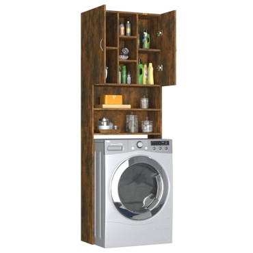 vidaXL Ντουλάπι Πλυντηρίου Καπνιστή Δρυς 64 x 25,5 x 190 εκ.
