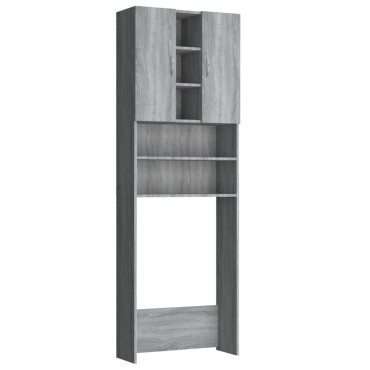 vidaXL Ντουλάπι Πλυντηρίου Γκρι Sonoma 64 x 25,5 x 190 εκ.