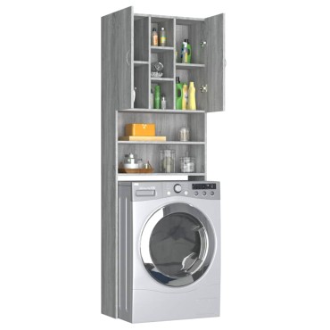 vidaXL Ντουλάπι Πλυντηρίου Γκρι Sonoma 64 x 25,5 x 190 εκ.