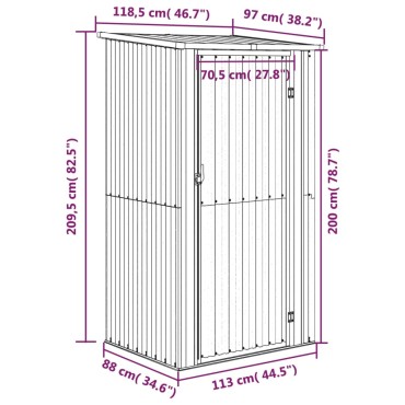 vidaXL Αποθήκη Κήπου Καφέ 118,5 x 97 x 209,5 εκ. Γαλβανισμένο Ατσάλι