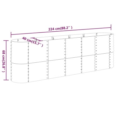 vidaXL Ζαρντινιέρα Γκρι 224x40x68 εκ. Ατσάλι με Ηλεκτρ. Βαφή Πούδρας