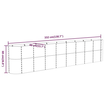 vidaXL Ζαρντινιέρα Πράσινη 332x40x68 εκ Ατσάλι με Ηλεκτρ. Βαφή Πούδρας