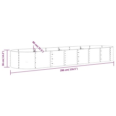 vidaXL Ζαρντινιέρα Πράσινη 296x80x36 εκ Ατσάλι με Ηλεκτρ. Βαφή Πούδρας