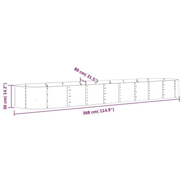 vidaXL Ζαρντινιέρα Πράσινη 368x80x36 εκ Ατσάλι με Ηλεκτρ. Βαφή Πούδρας