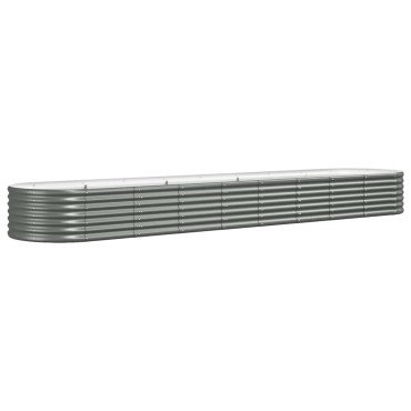 vidaXL Ζαρντινιέρα Γκρι 368x80x36 εκ. Ατσάλι με Ηλεκτρ. Βαφή Πούδρας