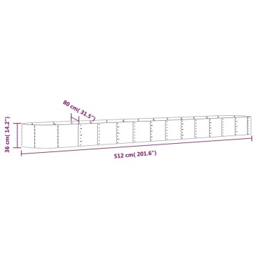 vidaXL Ζαρντινιέρα Πράσινη 512x80x36 εκ Ατσάλι με Ηλεκτρ. Βαφή Πούδρας