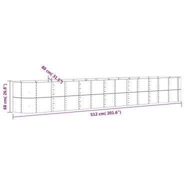 vidaXL Ζαρντινιέρα Ασημί 512x80x68 εκ. Ατσάλι με Ηλεκτρ. Βαφή Πούδρας