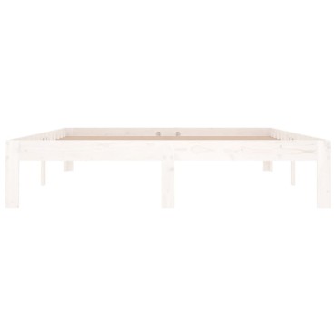 vidaXL Πλαίσιο Κρεβατιού Λευκό 140x190cm από Μασίφ Ξύλο Πεύκου 1 τεμ. - Διπλό