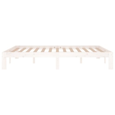 vidaXL Πλαίσιο Κρεβατιού Λευκό 140x190cm από Μασίφ Ξύλο Πεύκου 1 τεμ. - Διπλό