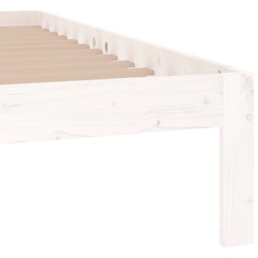 vidaXL Πλαίσιο Κρεβατιού Λευκό 140x190cm από Μασίφ Ξύλο Πεύκου 1 τεμ. - Διπλό