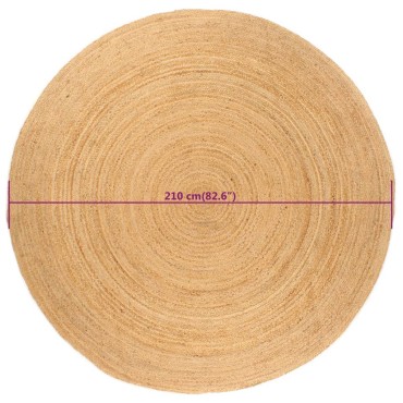 vidaXL Χαλί Πλεκτό Στρογγυλό από Γιούτα 210x210cm