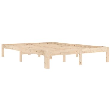 vidaXL Πλαίσιο Κρεβατιού 140x200cm από Μασίφ Ξύλο Πεύκου 1 τεμ. - Διπλό
