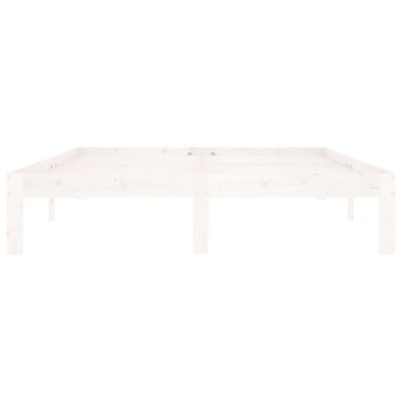 vidaXL Πλαίσιο Κρεβατιού Λευκό 140x200cm από Μασίφ Ξύλο Πεύκου 1 τεμ. - Διπλό