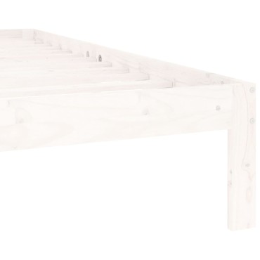 vidaXL Πλαίσιο Κρεβατιού Λευκό 140x200cm από Μασίφ Ξύλο Πεύκου 1 τεμ. - Διπλό