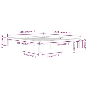 vidaXL Πλαίσιο Κρεβατιού 160 x 200 εκ. από Μασίφ Ξύλο Πεύκου