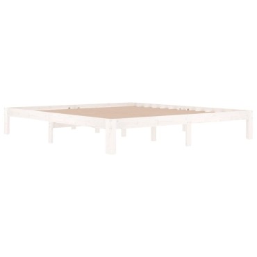 vidaXL Πλαίσιο Κρεβατιού Λευκό 180x200cm Μασίφ Ξύλο Super King 1 τεμ. - Διπλό