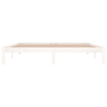 vidaXL Πλαίσιο Κρεβατιού Λευκό 180x200cm Μασίφ Ξύλο Super King 1 τεμ. - Διπλό