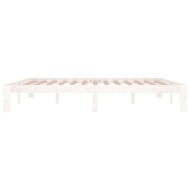 vidaXL Πλαίσιο Κρεβατιού Λευκό 180x200cm Μασίφ Ξύλο Super King 1 τεμ. - Διπλό