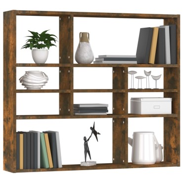 vidaXL Ραφιέρα Τοίχου Καπνιστή Δρυς 90x16x78cm Επεξεργασμένο Ξύλο 1 τεμ.