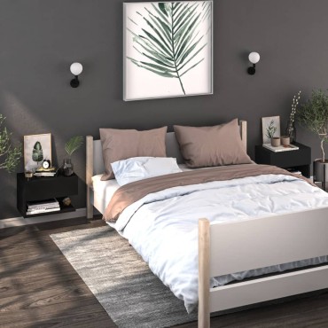 vidaXL Κομοδίνο Επιτοίχιο Μαύρο 46x29,5x30cm 1 τεμ.