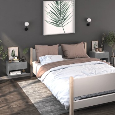 vidaXL Κομοδίνο Επιτοίχιο Γκρι Σκυροδέματος 46x29,5x30cm 1 τεμ.