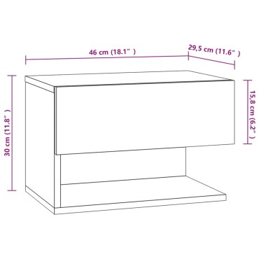 vidaXL Κομοδίνο Επιτοίχιο Γκρι Σκυροδέματος 46x29,5x30cm 1 τεμ.