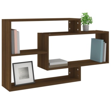 vidaXL Ραφιέρα Τοίχου Καφέ Δρυς 104x20x58,5cm από Επεξεργασμένο Ξύλο 1 τεμ.