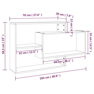 vidaXL Ραφιέρα Τοίχου Καφέ Δρυς 104x20x58,5cm από Επεξεργασμένο Ξύλο 1 τεμ.