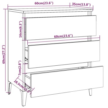 vidaXL Συρταριέρα Καφέ Δρυς 60x35x69cm από Επεξεργασμένο Ξύλο 1 τεμ.