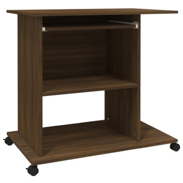 vidaXL Γραφείο Υπολογιστή Καφέ Δρυς 80x50x75cm Επεξεργασμένο Ξύλο 1 τεμ.