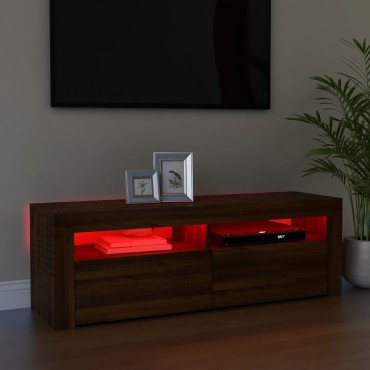 vidaXL Έπιπλο Τηλεόρασης με LED Καφέ Δρυς 120x35x40cm
