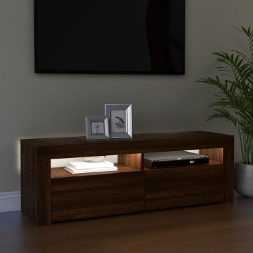 vidaXL Έπιπλο Τηλεόρασης με LED Καφέ Δρυς 120x35x40cm