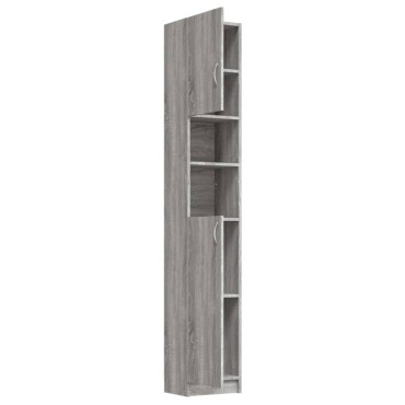 vidaXL Ντουλάπι Μπάνιου Γκρι Sonoma 32x25,5x190cm Επεξεργασμένο Ξύλο
