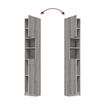 vidaXL Ντουλάπι Μπάνιου Γκρι Sonoma 32x25,5x190cm Επεξεργασμένο Ξύλο