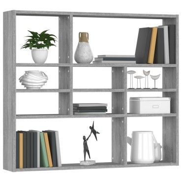 vidaXL Ραφιέρα Τοίχου Γκρι Sonoma 90x16x78cm από Επεξεργασμένο Ξύλο 1 τεμ.